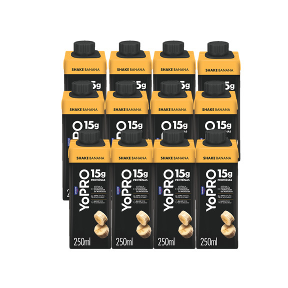 Kit pack x12 YoPRO UHT Banana 250ML 15g Banana em Oferta na Shopee