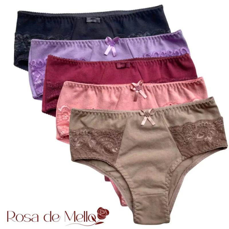 Kit Calcinha de Algodão Calçola Cotton Senhora Cintura Alta Tangão Forro Conforto Lingerie Feminina