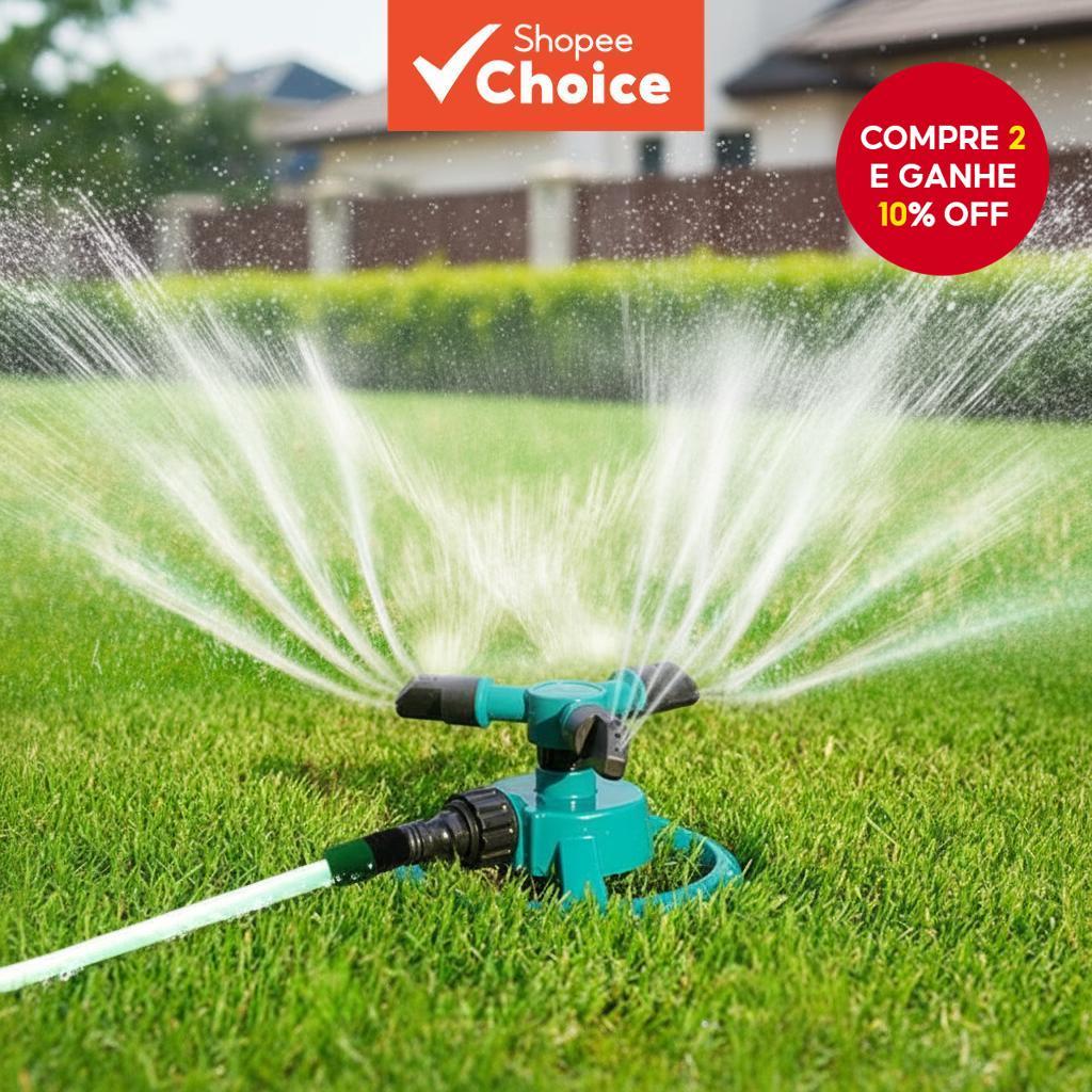 Aspersor de Água Automático 360 Graus para Irrigação de Jardim, Sistema de Bocal Rotativo para Gramado, Suprimentos em Oferta na Shopee