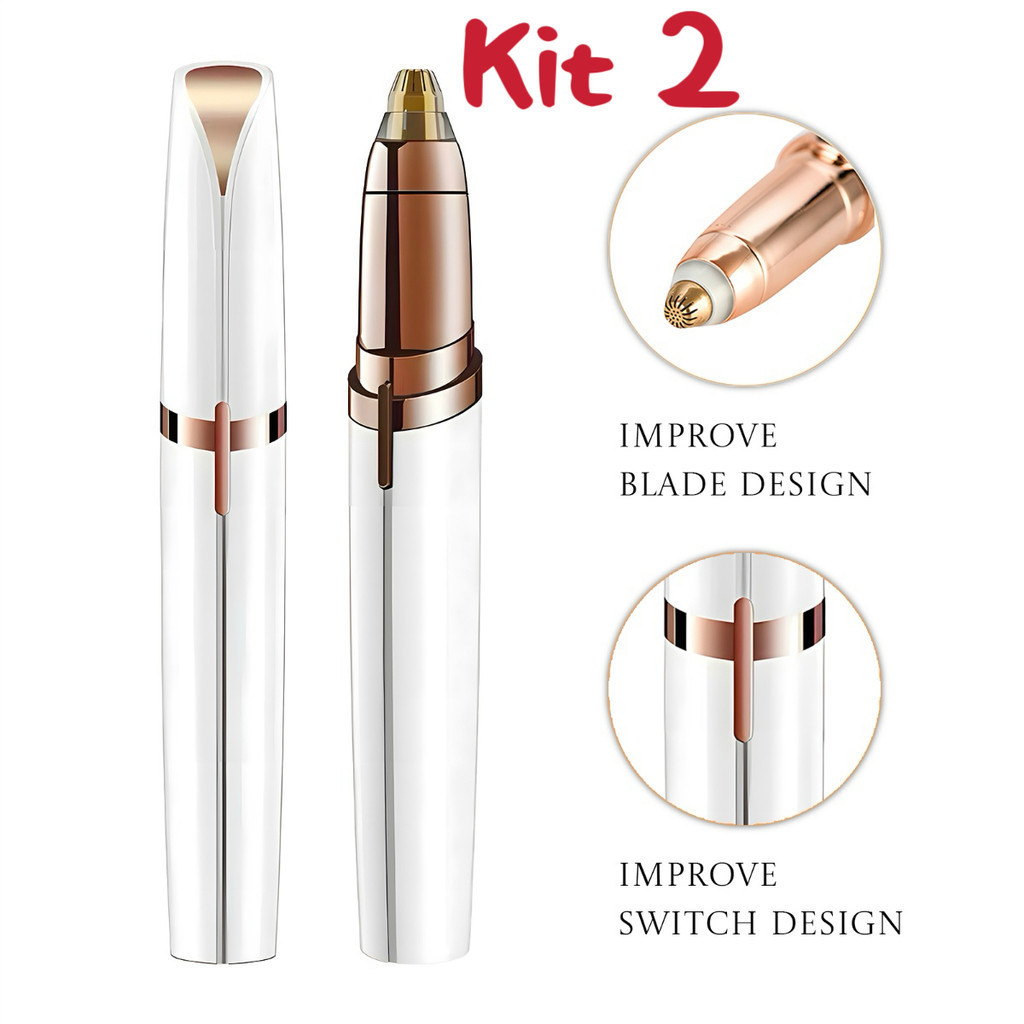 kit 2  Caneta de remoção de pelos de sobrancelha indolor Removedor de maquiagem instantâneo