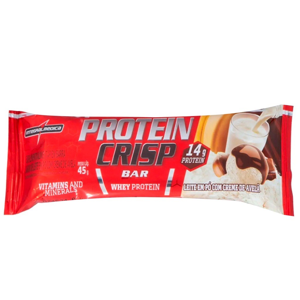 Barra de Proteina Protein Crisp Bar Leite c/ Creme de Avelã - Integral Médica