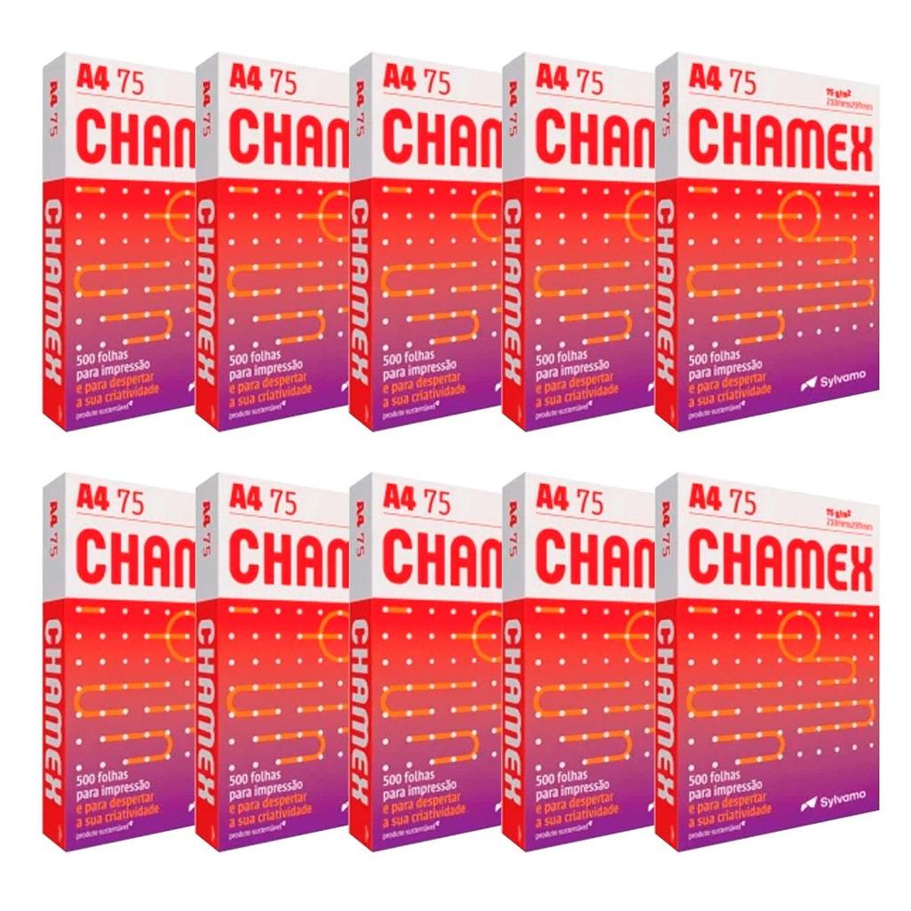 Papel Chamex A4 75g Branco Com 500 Folhas 10 Pacotes em Oferta na Shopee