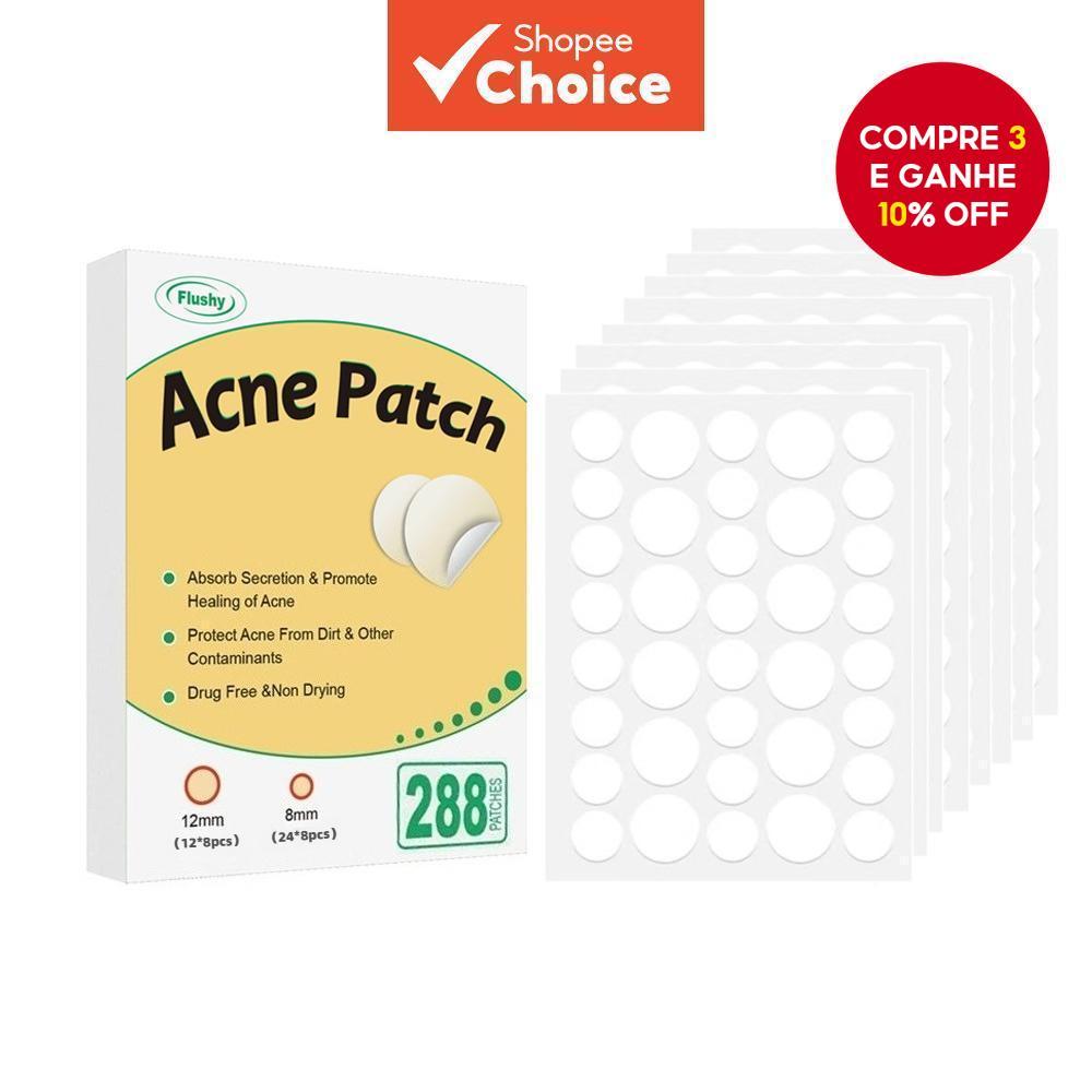 288 PCS Adesivos Hidrocoloides para Acne, ideal para cobrir espinhas, imperfeições e cravos no rosto.