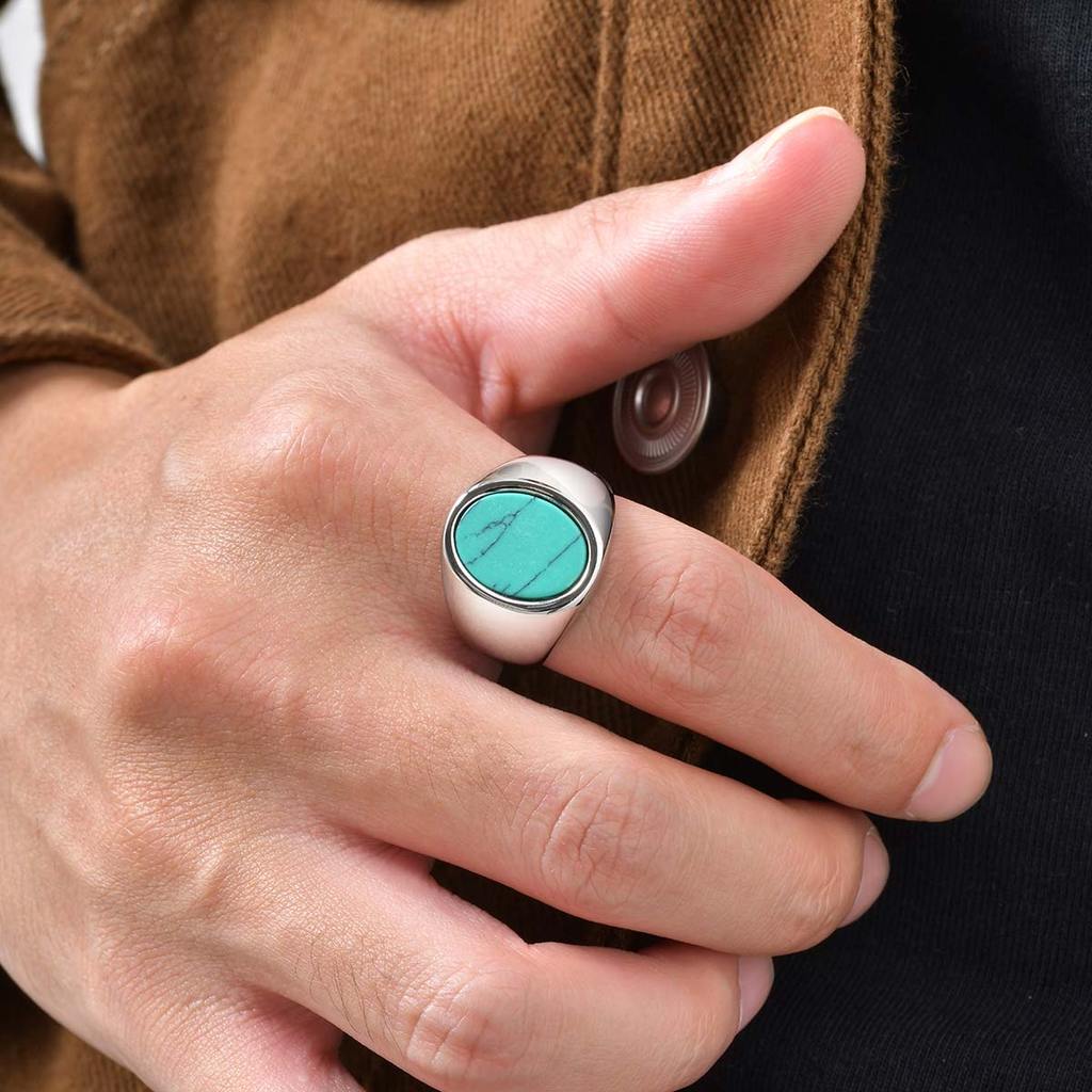 Anel Retrô De Aço Inoxidável Vnox Para Homens , De Pedra Natural , Acessórios De Joias Da Moda , Presente