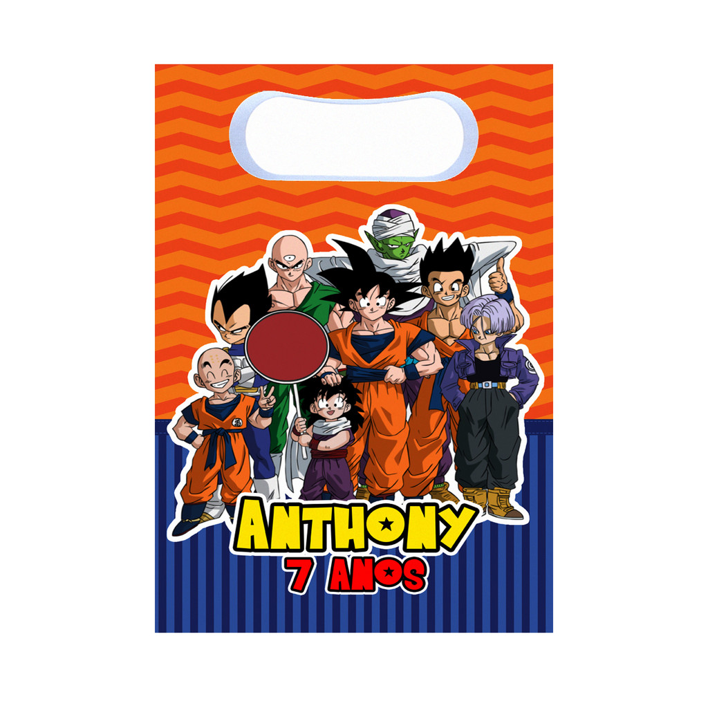 Sacolinhas Surpresa Dragon Ball Personalizada Lembrancinha para festa com nome e idade
