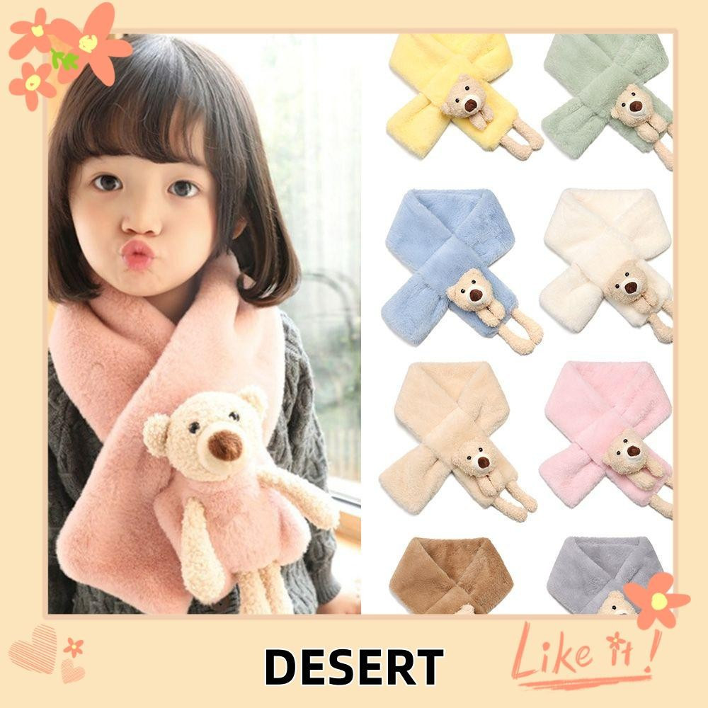 DESERT Bear Cross Scarf Crianças Acessórios Xale Lenço De Pelúcia De Pele Sintética À Prova De Vento