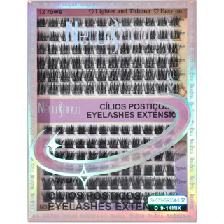 New Show Cílios extensão de Cilios Postiços -Tufos sem Nó-SH073/SR054-0.07-D 9-14MIX em Oferta na Shopee