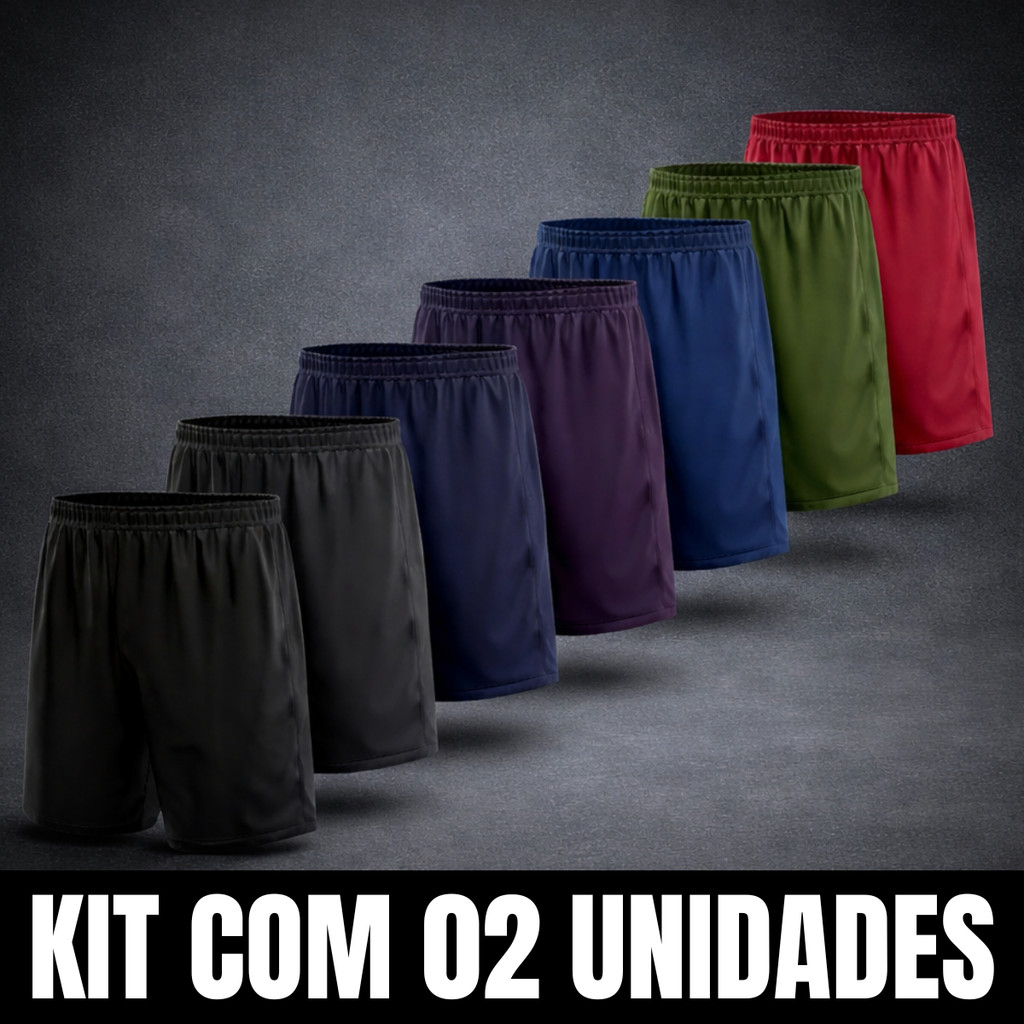 Kit 2 Bermuda Masculina Short Calção Futebol Academia Praia Caminhada Lazer Cores Sortidas