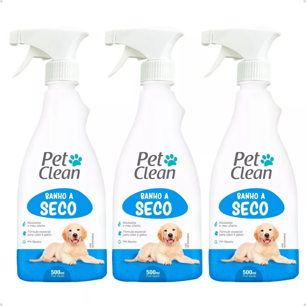 Kit 3 Banhos a Seco para Animais de Estimação, 500ml Pet Clean em Oferta na Shopee