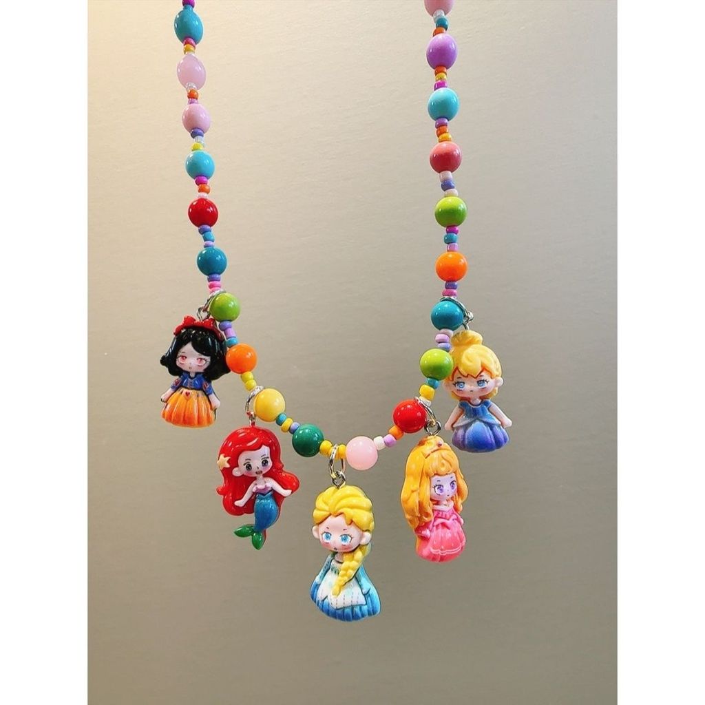 DY1 Acessórios Infantis Joias Para Bebês Meninas Desenhos Animados Princesa Colar Com Contas Menina Elsa Pingente Corren