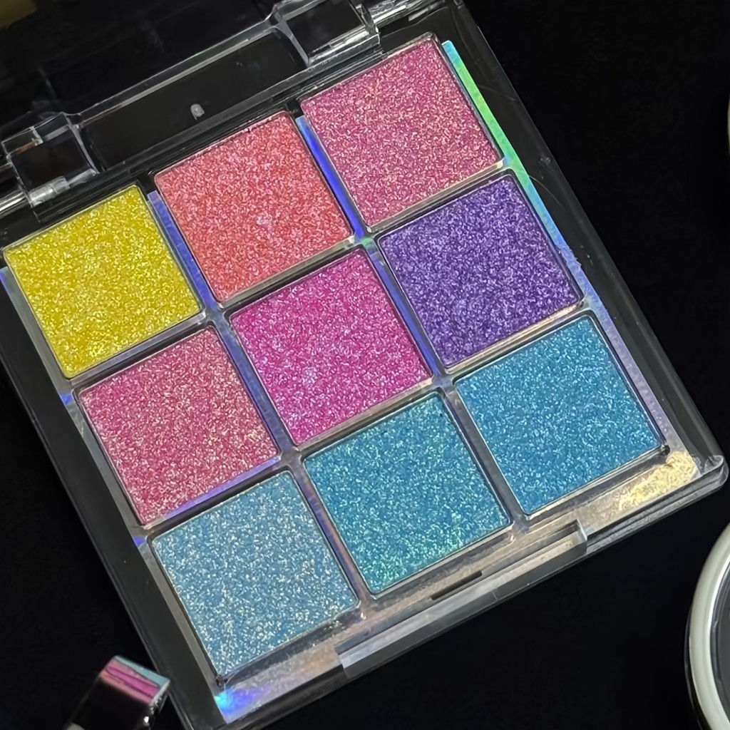 Paleta De Sombras Com Brilho Camaleão De 9 Cores , Kit De Maquiagem Para Olhos De Festa/Estágio Meninas