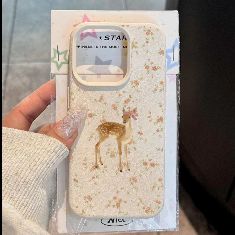 Floral Rosa Arco Manchado Veado Padrão Caso De Telefone Para IPhone 16 17 15 14 13 12 11 Pro Max Plus 16E XS Capa
