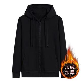 Moletom masculino puro algodão outono forro de lã engrossado Cardigan jaqueta com capuz esportes Casual zíper com capuz 
