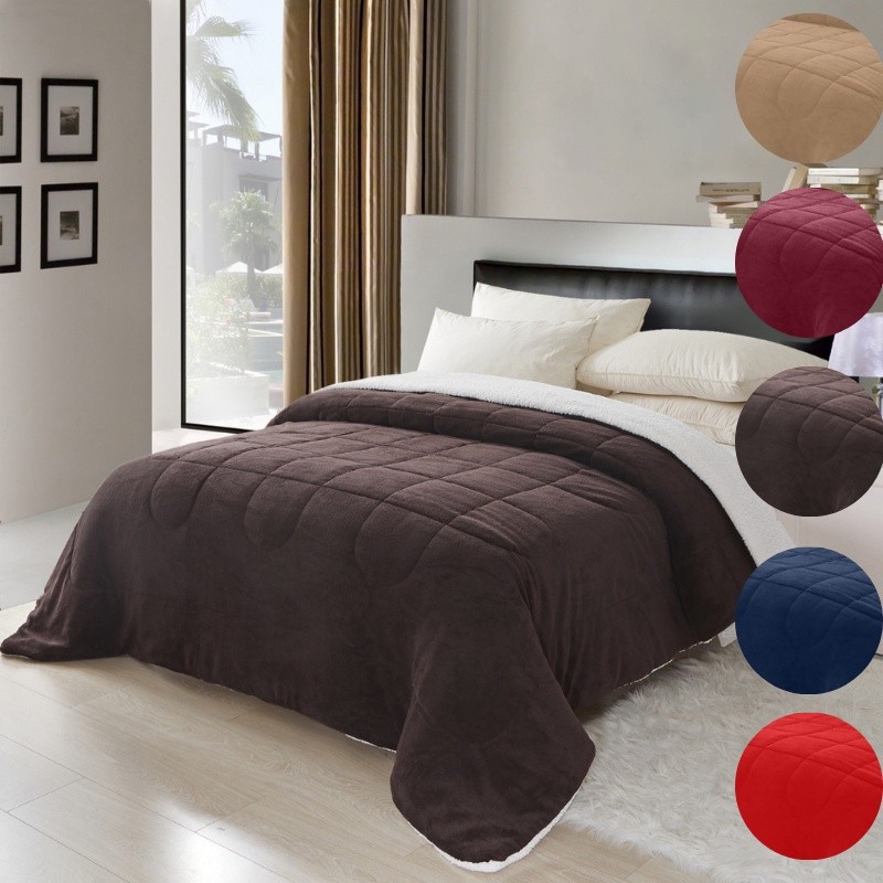 Coberdrom Edredom Pele De Carneiro Casal Queen Sherpa DuplaFace