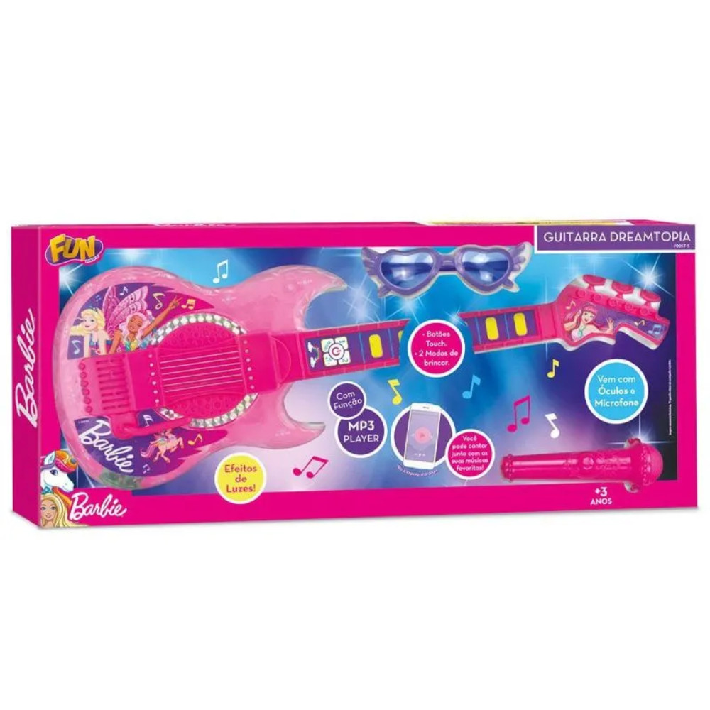 Barbie Guitarra Dreamtopia Com Função MP3 - Fun F0057-5