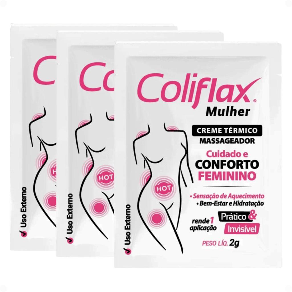Kit Coliflax Mulher Sachê: 3 Cremes Térmicos Alívio Da Cólica Menstrual 2g