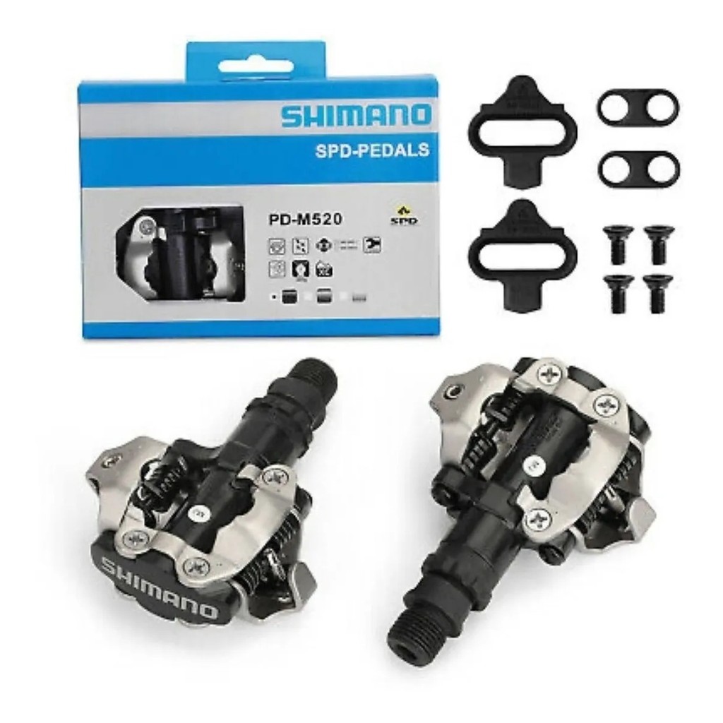 Pedal Shimano PD-M520 MTB Clip Preto Performance Eixo Selado