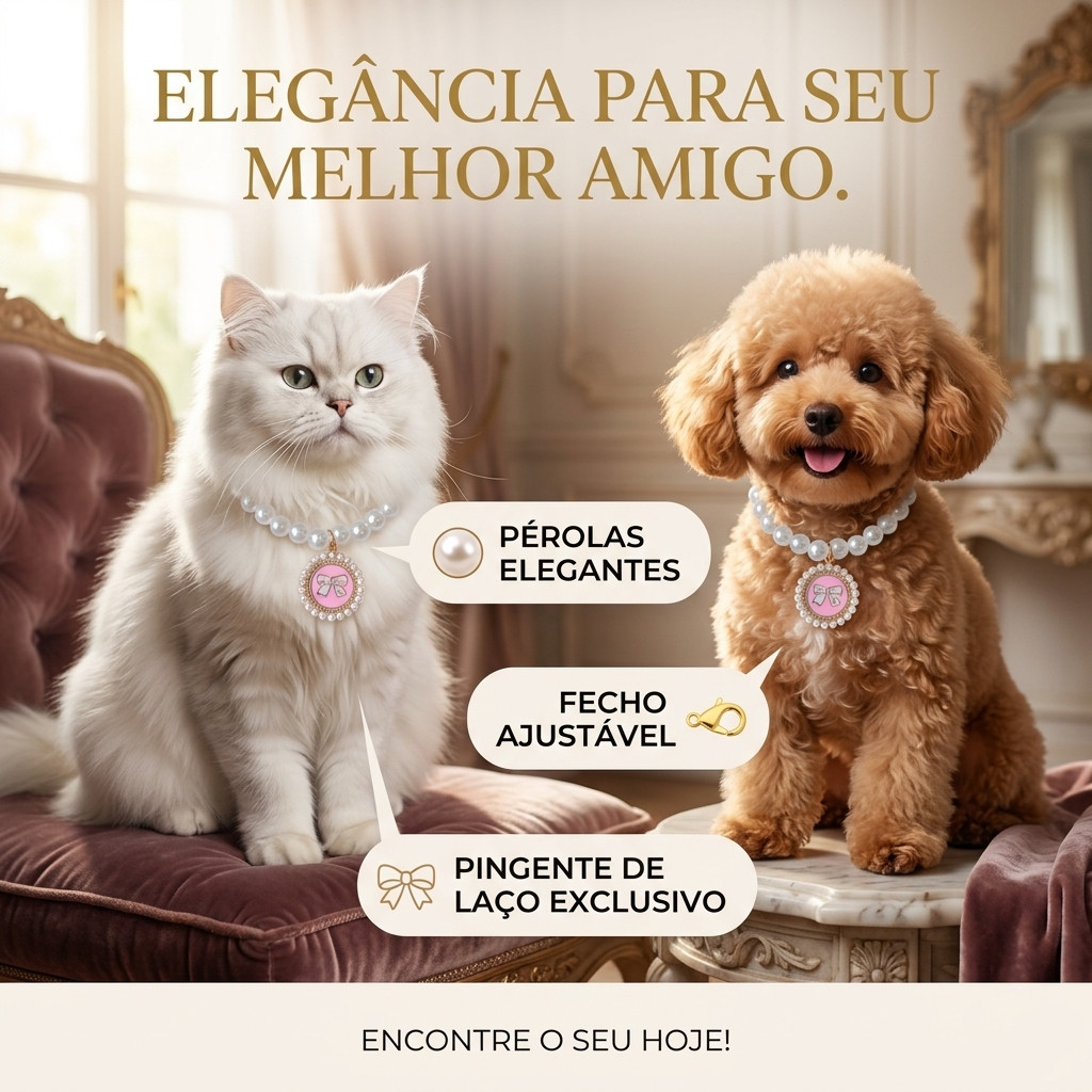 Colar Pet Pérolas Ajustável Coleira Para Cachorro Cães Gato Fêmea Macho Personalizado Pet Shop Cachorro Acessórios