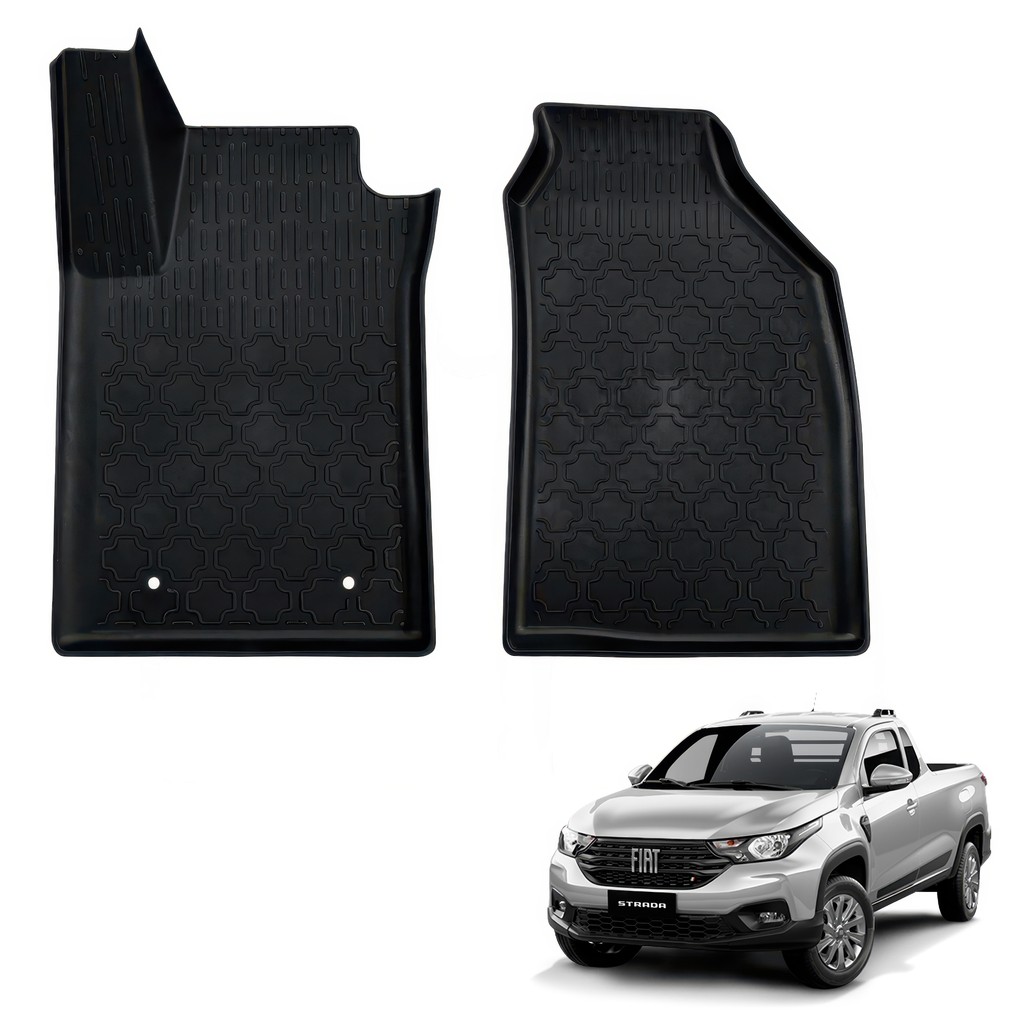 Tapete Bandeja Fiat Strada CS 2020 a 2026 Grid Borracha TB01006 Preto