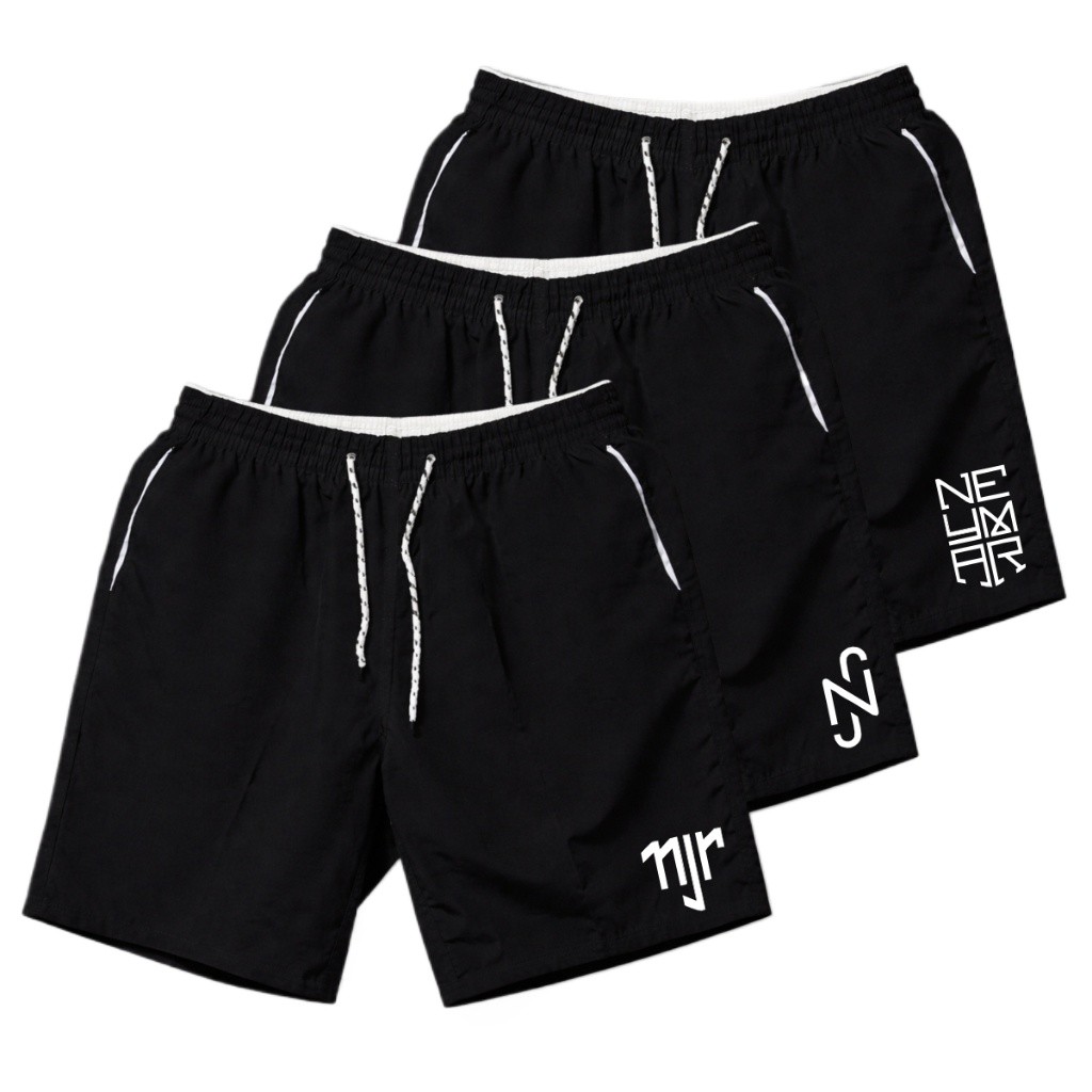 Kit 3 Shorts Neymar Masculino Bermuda Tactel Elastano Modelo NJR Corrida Esportes Treinos Academia