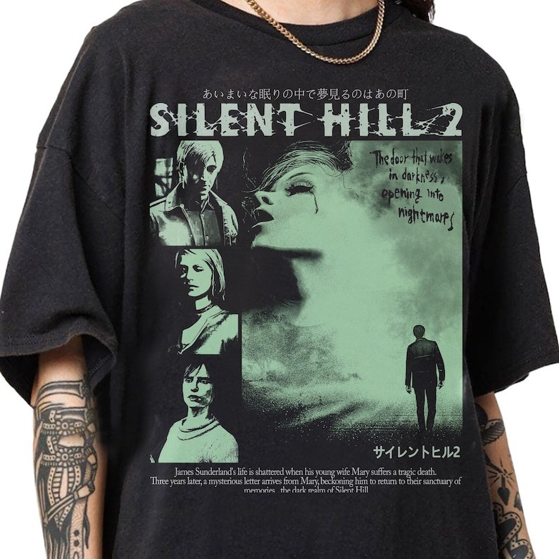 Camiseta Unissex Algodão Vintage 90s Bootleg Style Silent Hill II James Sunderland T-shirt Retro Camisa Blusa