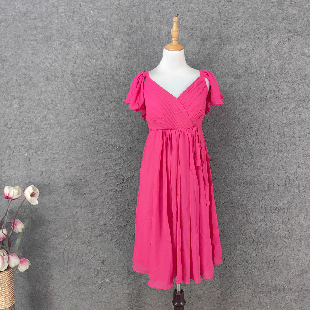 Cor brilhante solto Chiffon vestido curto simples todos os dias mais magro olhar vestido de maternidade vestido saia cur