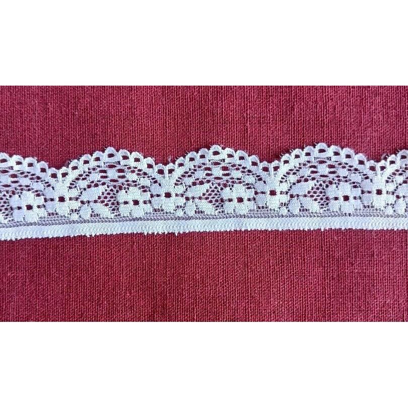 Renda elastano leque de flores branca 10 metros de comprimento x 3 cm de largura