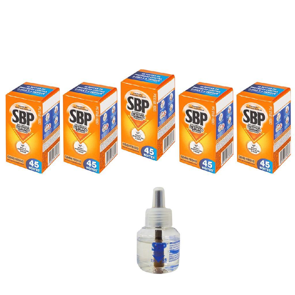 Refil Inseticida SBP Elétrico Líquido 45 Noites KIT 5