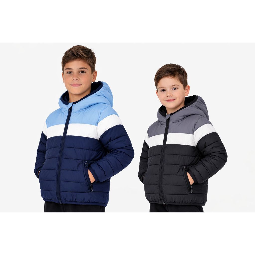 Jaqueta, Casaco Puffer Infantil Impermeável  Capuz Premium Bolso Menino Menina Com Ziper Colorida
