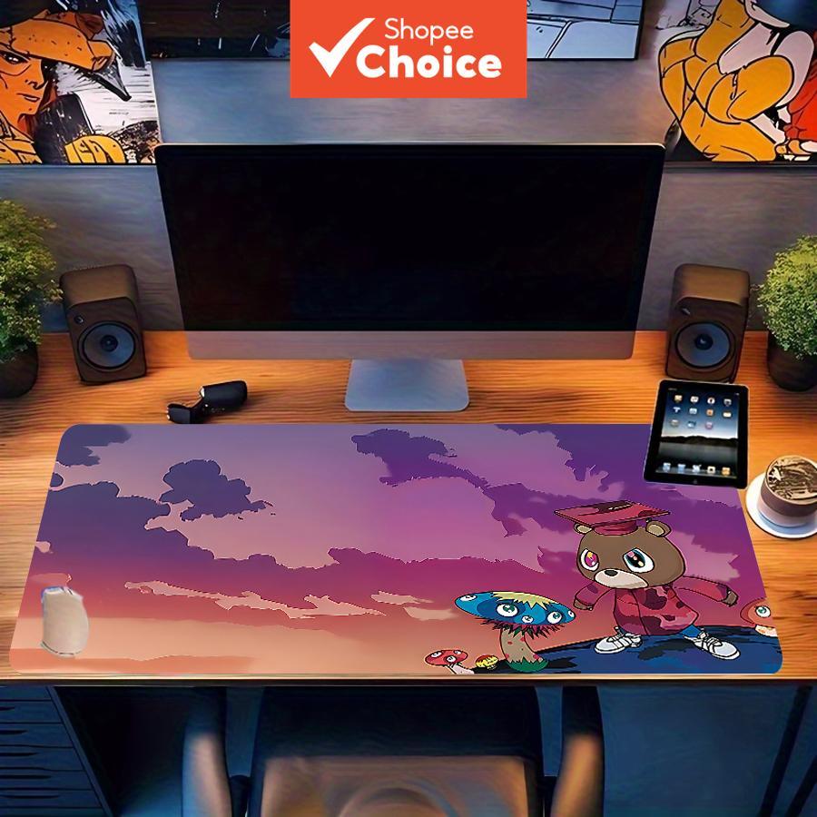  Tapete de mouse de jogos estendido Kanye West Graduação do Urso, XXL tapete de mesa de hip-hop