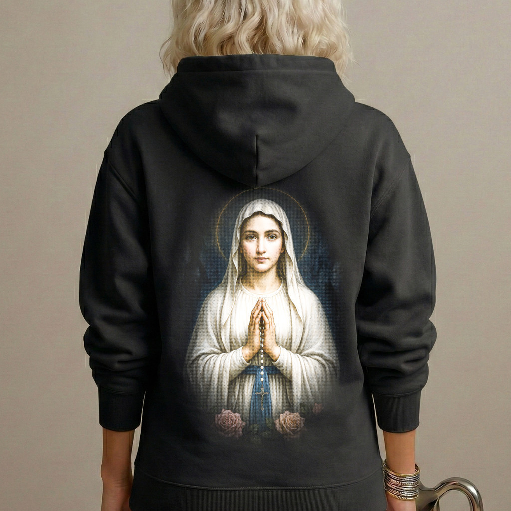 Moletom Canguru Unissex Católico Nossa Senhora De Lourdes Confortável