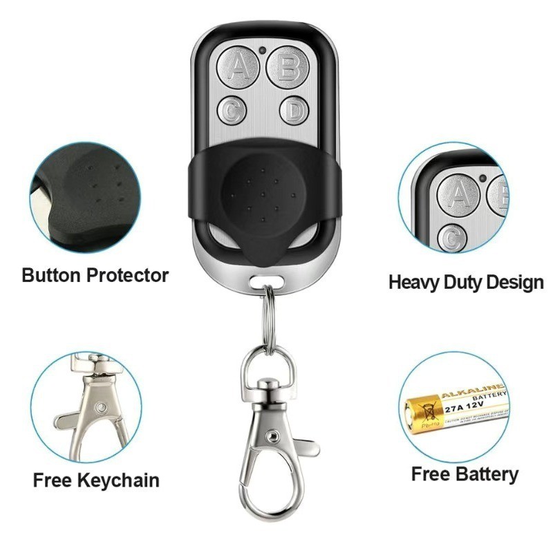 Kit 2/4 Controle Remoto Universal para Portão Elétrico Eletrônico Garagem com Chaveiro 433mhz 4 Botões