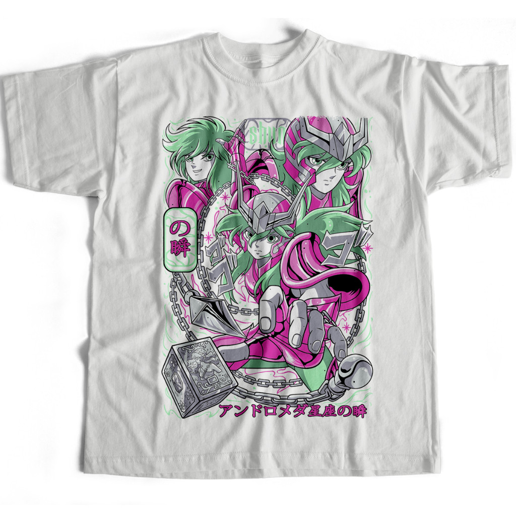 Detalhes do Camiseta Básica Shun de Andromeda V3 Cavaleiros do Zodiaco CDZ Estampada 100% Algodão Slim Várias Cores