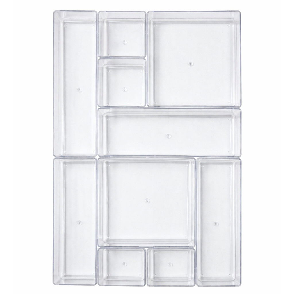 Kit 10 Organizador Acrílico Cristal Modular Geladeira Gavetas Maquiagem