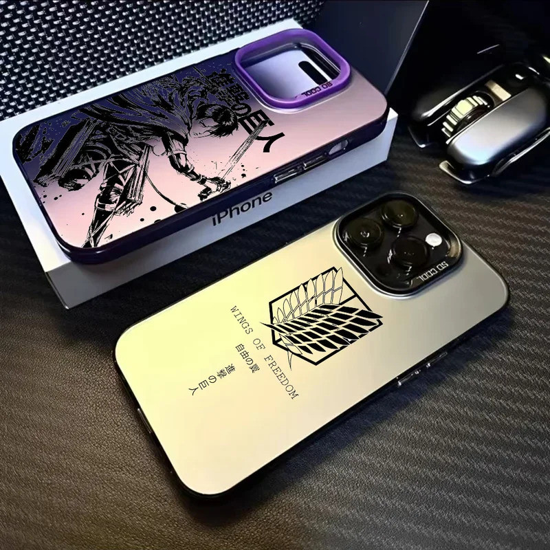 Capa para iPhone Attack on Titan para iPhone 16 15 14 13 12 11 Pro Max Plus, Capa Traseira de TPU Macio com Gradiente