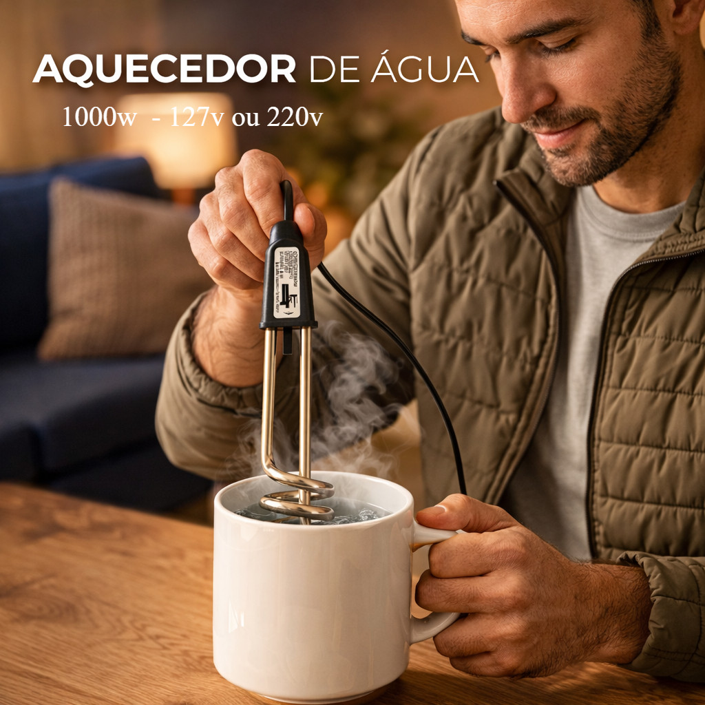 Aquecedor de Água Elétrico 1000W Portátil Rabo Quente Mergulhão Rápido - StarTools