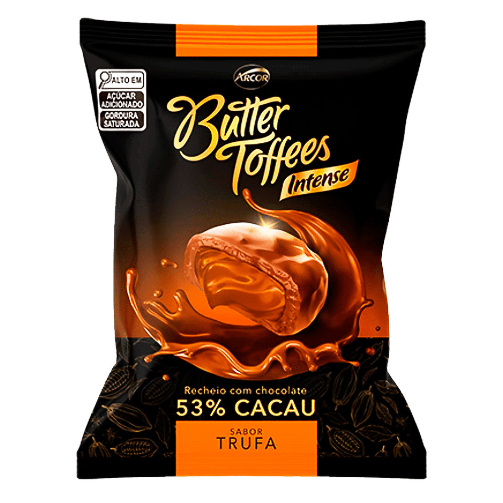 BALA BUTTER TOFFEES INTENSE 53% CACAU SABOR TRUFA 500G - ARCOR