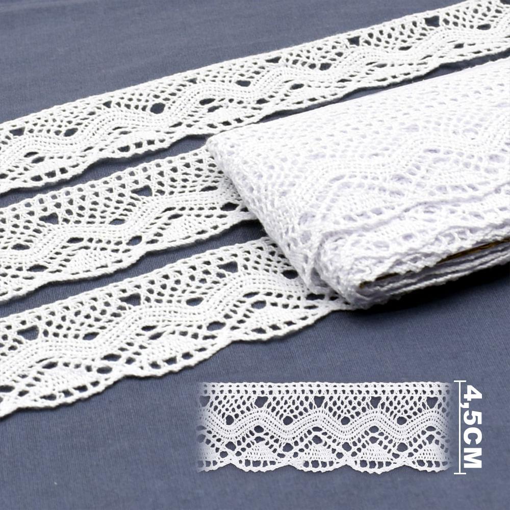 Renda de Algodão ArtePunto RA021 Branca 4,5cm - 10 Metros