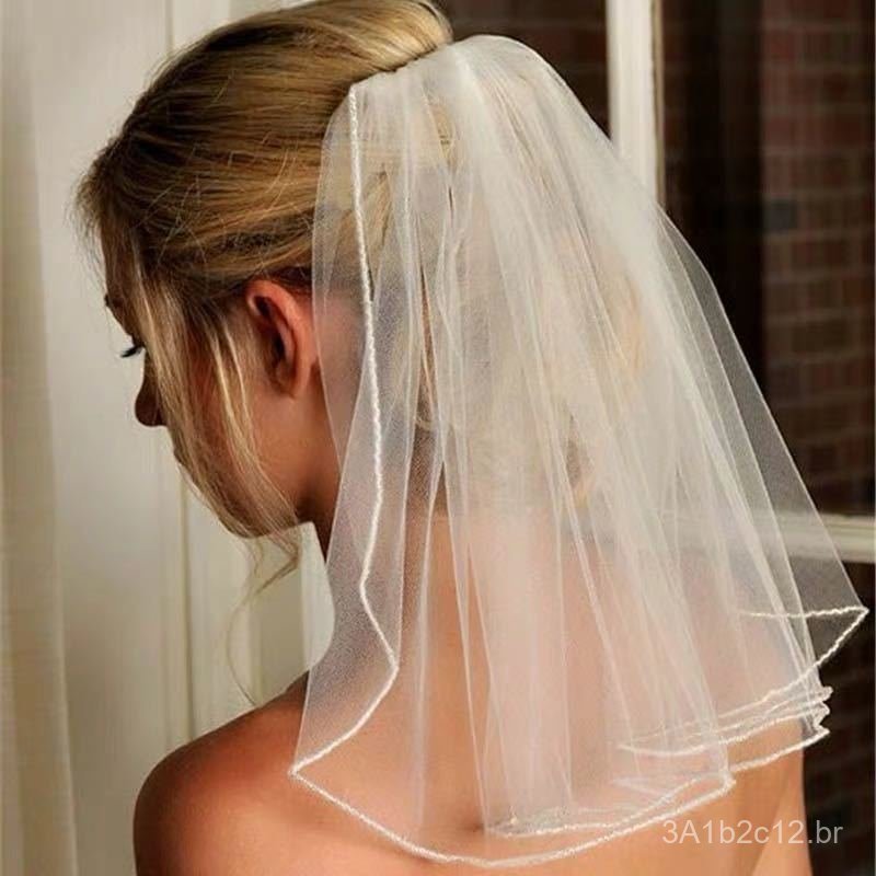 Novo véu de noiva para mulheres, véu curto estilo coreano, véu de casamento, super delicado, adequado para fotografia de