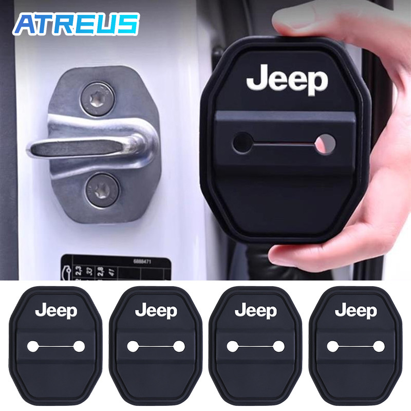 1/4Pçs Para Jeep Tampa De Proteção Da Fechadura Da Porta Do Carro Auto Porta Fechadura Capa Anticolisão Acessórios