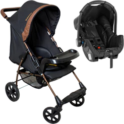 Carrinho de Bebe com Bebe Conforto Galzerano Romano G22 Preto Cobre