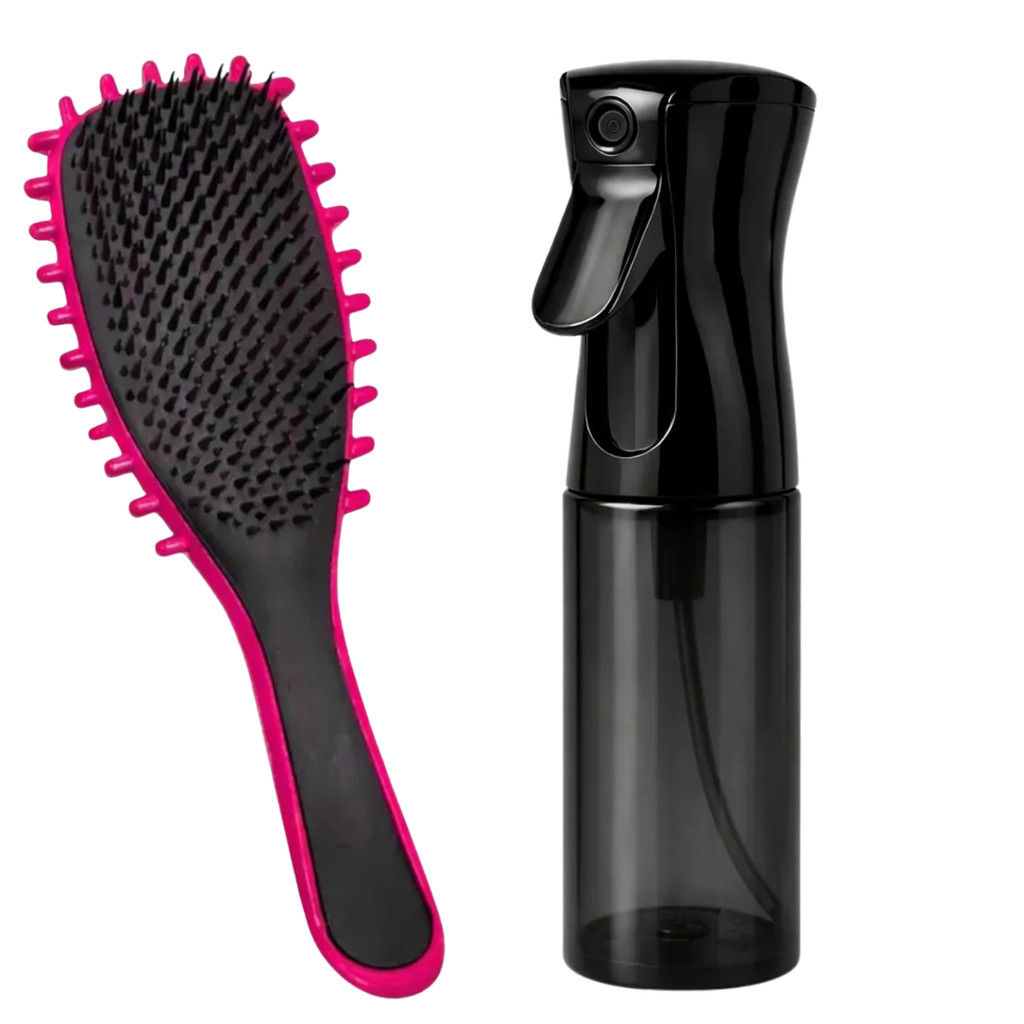 kit 2 Peças Conjunto De Escova Onda Fitagem Cabelo Ondulação De Cerdas Frasco Spray Borrifador