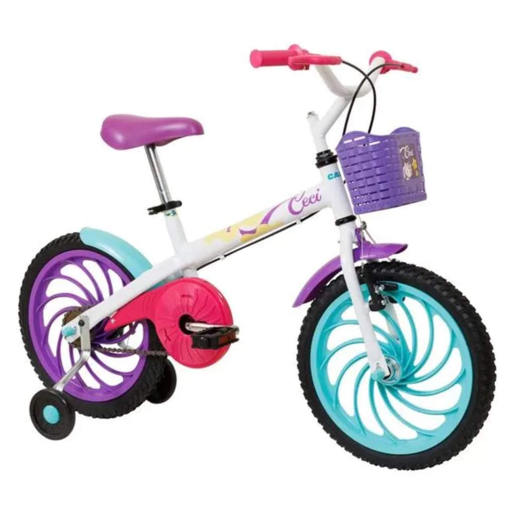 Bicicleta Infantil Ceci Aro 16 A25 com Rodinhas Branca Caloi - 005255.19005
