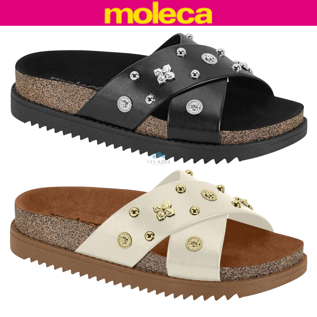 Tamanco Feminino Moleca Flatform Tratorado Tira Larga Brilho Original
