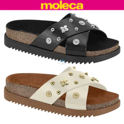 Tamanco Feminino Moleca Flatform Tratorado Tira Larga Brilho Original