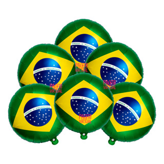 Kit Com 5/6/10 Balão Metalizado Bandeira Brasil 35Cm Festa Decoração Festa Aniversário Copa Do Mundo Eleições em Oferta na Shopee