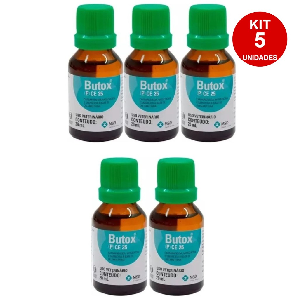 5 Butox Anti Pulga Carrapato Pulverização 20ml