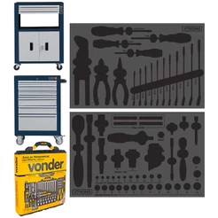 Berço em EVA p/ Jogo de Ferramentas Vonder, Stanley e Xtrong de 110 Peças para Carrinhos Xtrong XCAR e ORK CAR (Pequeno)