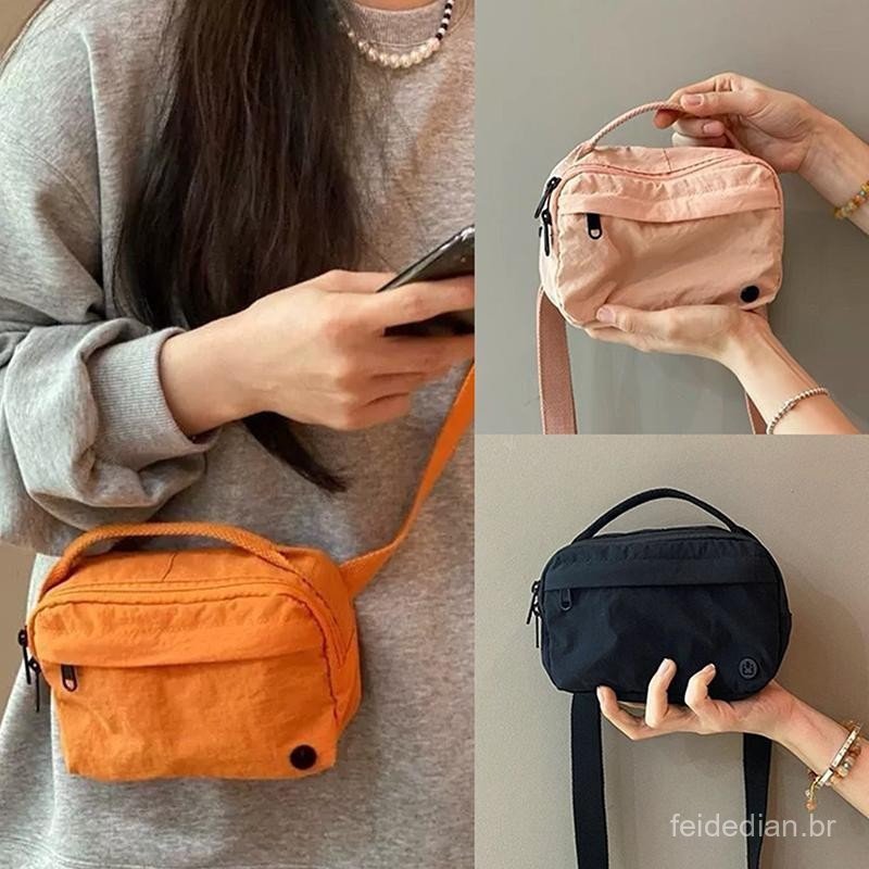 [largeloohg] Moda Macaron Nylon Bolsa Quadrada De Lona Leve Casual Versátil Ombro Messenger Para Celular