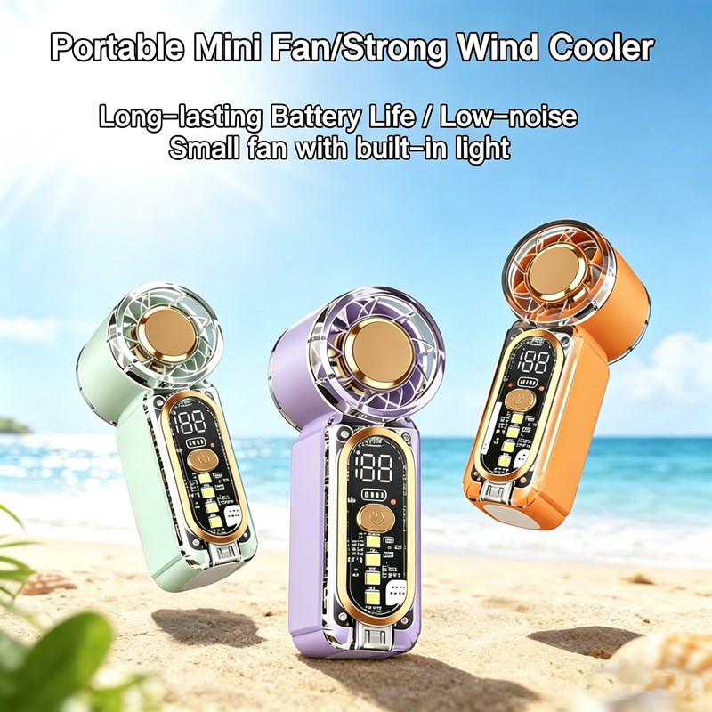 Menor Ventilador Portátil Mini de Mão, Ventilador de Bolso Recarregável Tipo-C, Ventilador de Resfriamento de Alta Veloc
